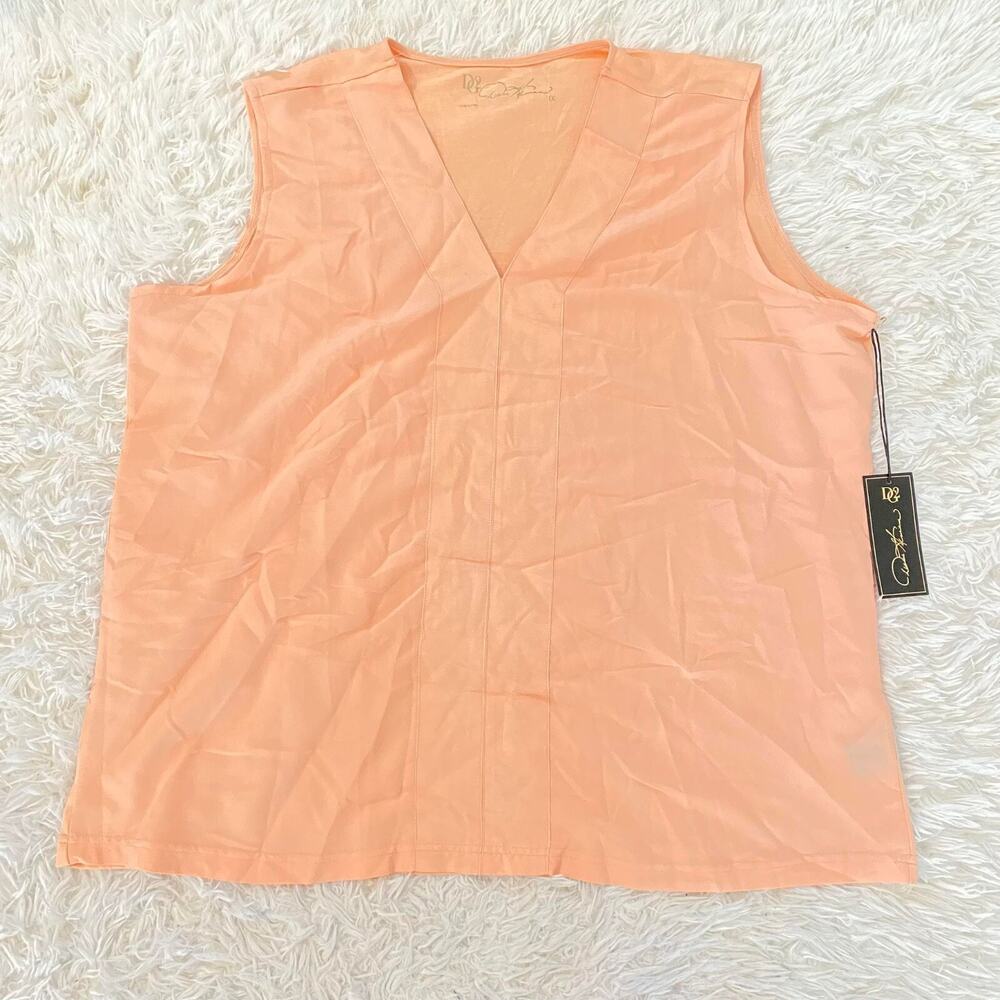 DG2 Diane Gilman V‎ Neck Tank Top Sleeveless Pull On, Light Pink, Size 1X NEW
